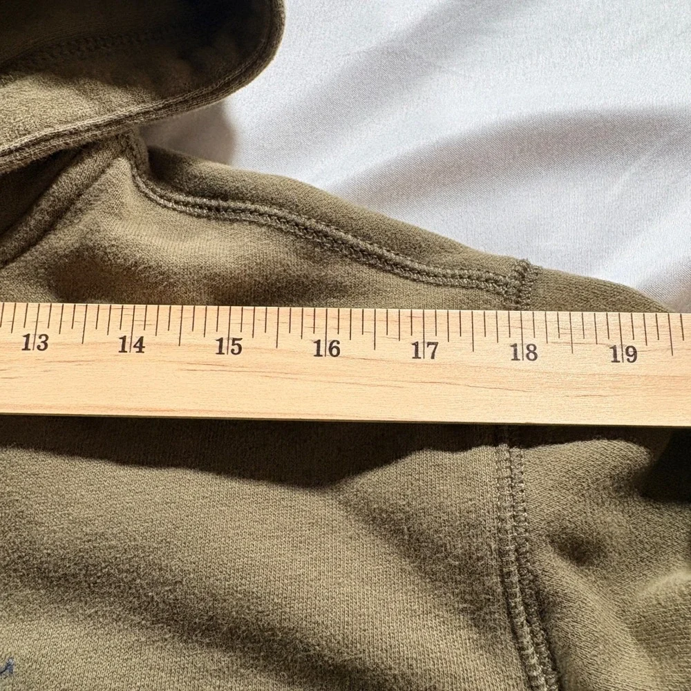 Polo Ralph Lauren Full Zip Hoodie Mens XS Olive Green Cotton Fleece Sweatshirt